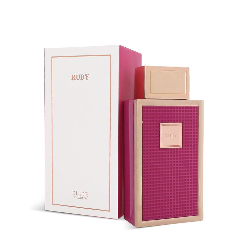 Unisex Ruby perfume from the Elite Collection by Dar Al Teeb, featuring a luxurious 80ml fragrance bottle.