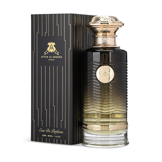 A 220ml bottle of A1 perfume by Atyab Al Sheekh, unisex fragrance with elegant packaging and a sleek design.