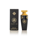 Black Madawi unisex Arabian Oud perfume bottle, 50ml, showcasing elegant fragrance packaging for both men and women.