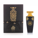 Black Madawi unisex Arabian Oud perfume bottle, showcasing elegant fragrance design and sleek packaging.