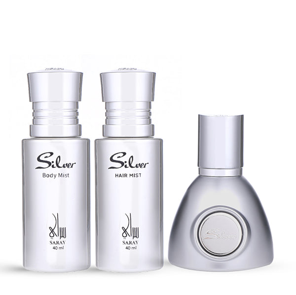 Silver Box Set - 3pcs Gift Set by Saray Perfumes