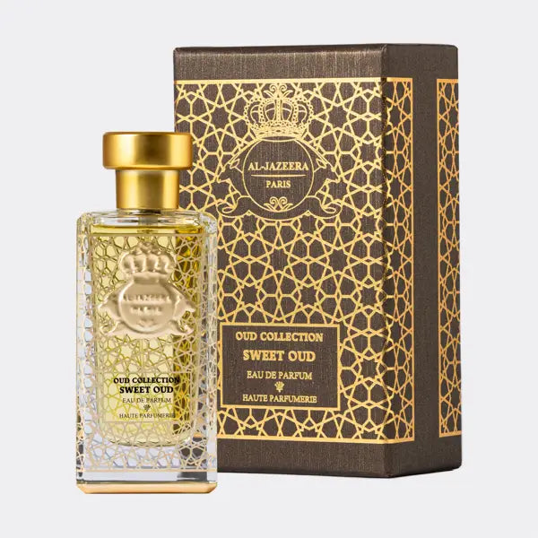 Sweet Oud perfume by Al Jazeera Perfumes in a 60ml bottle, featuring a rich, warm fragrance for unisex wear.