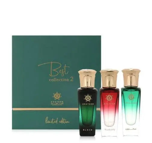 Best Collection 2 Set 3Pcs x 30ml Asateer Perfume I Maknoon I Yasmina I Black - Perfumes600