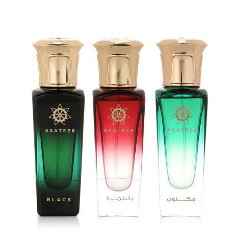 Best Collection 2 Set 3Pcs x 30ml Asateer Perfume I Maknoon I Yasmina I Black - Perfumes600