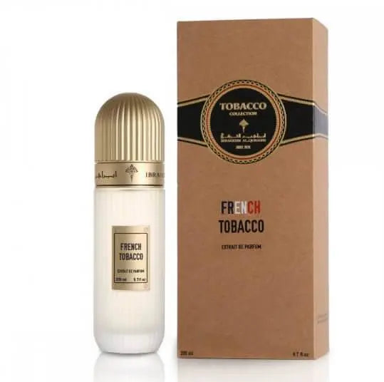 French Tobacco fragrance by Ibraheem Al Qurashi for Unisex, 100ml perfume bottle with elegant packaging and French-inspired design.