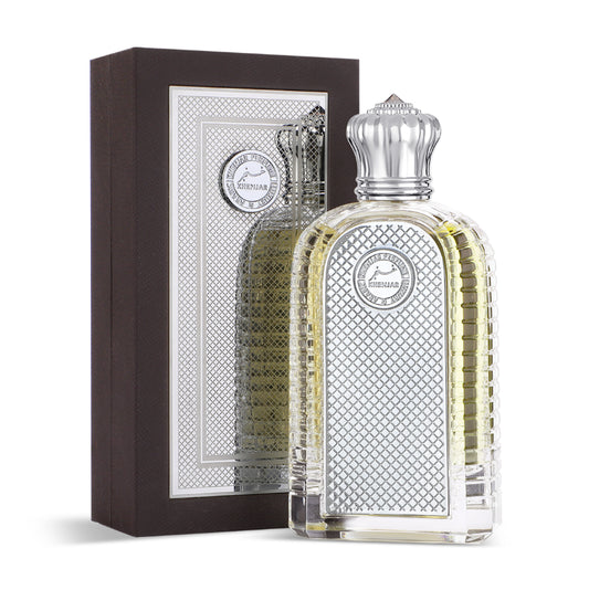 Unisex Khenjar perfume by Fares in an 80ml bottle, featuring traditional Dar Al TEEB fragrance with a decorative khanjar design.