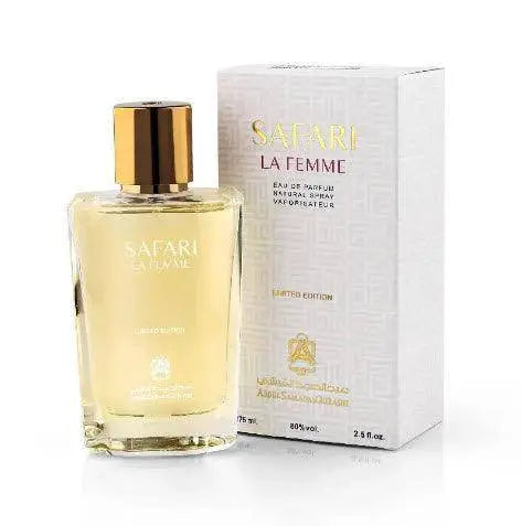 Safari La Femme perfume spray for women, Abdul Samad Al Qurashi fragrance, 90ml bottle with elegant design.